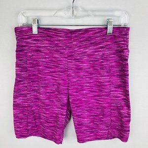 No Boundaries NOBO Pink Marled Print Athletic Pull On Shorts Juniors L 1…
